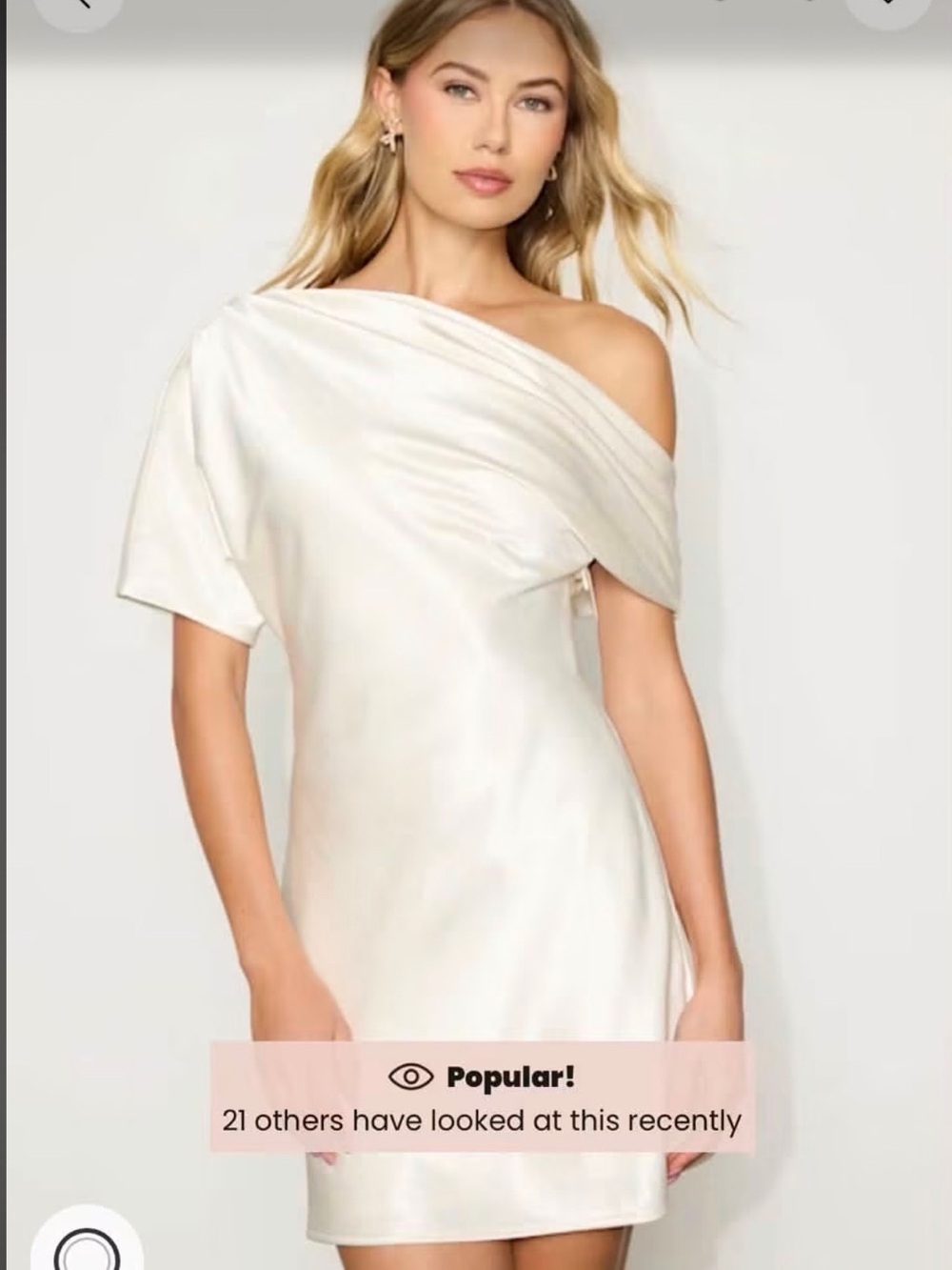 Lulu's Ivory One-Shoulder Satin Asymmetrical Mini Dress